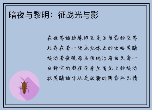 暗夜与黎明：征战光与影